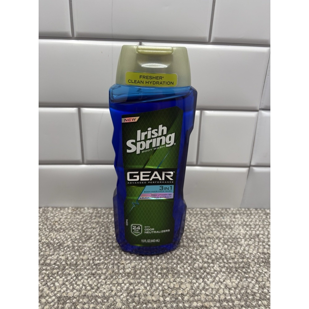 Irish Spring Gear Hair Body Face 3-in-1 Body Wash & Shampoo 15 Oz